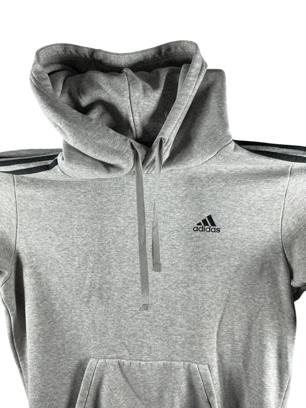 Adidas Men’s Gray Cotton Blend Casual Pullover Hoodie | Classic Sportswear | Siz
